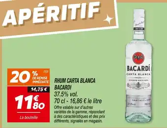 Netto Bacardi rhum carta blanca offre