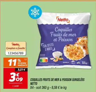 Netto Netto coquilles fruits de mer et poisson surgelées offre