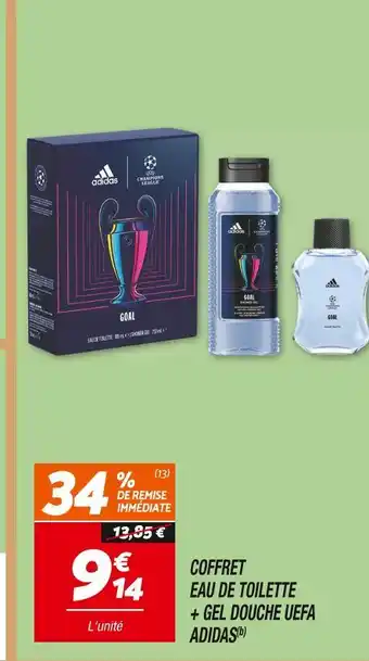 Netto Adidas coffret eau de toilette + gel douche uefa offre