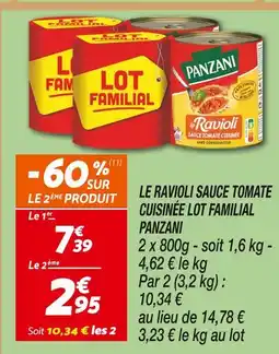 Netto Panzani le ravioli sauce tomate cuisinée lot familial offre