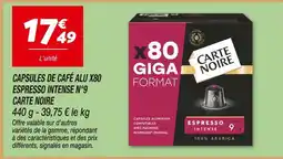 Netto Carte noire capsules de café alu x80 espresso intense n°9 offre