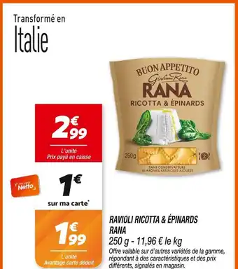 Netto Rana ravioli ricotta & épinards offre