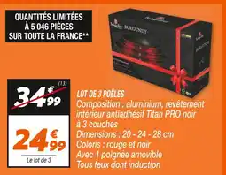 Netto Burgundy lot de 3 poêles offre
