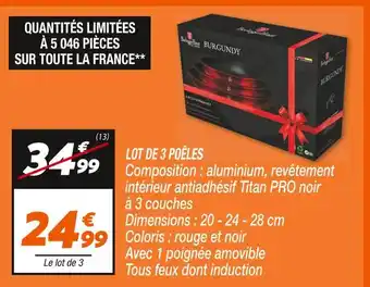 Netto Burgundy lot de 3 poêles offre