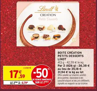 Intermarché Hyper Lindt boite création petits desserts offre