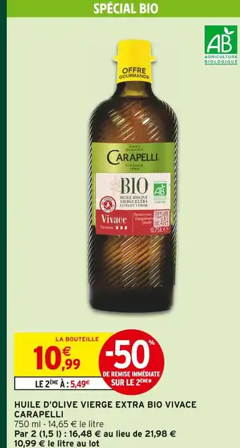 Intermarché Hyper Carapelli huile d'olive vierge extra bio vivace offre