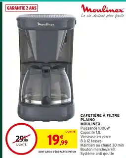 Intermarché Hyper Moulinex cafetière à filtre plaino offre