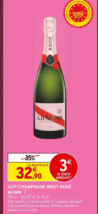 Intermarché Hyper Mumm aop champagne brut rosé offre
