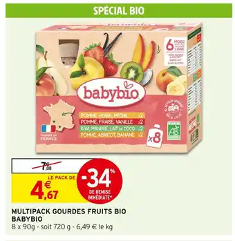 Intermarché Hyper Babybio multipack gourdes fruits bio offre