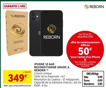 Intermarché Hyper Reborn iphone 12 64g reconditionné grade a offre