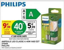 Intermarché Hyper Philips ampoule led classe a 40w a60 e27 2700k offre