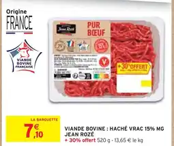 Intermarché Express Jean rozé viande bovine : haché vrac 15% mg offre