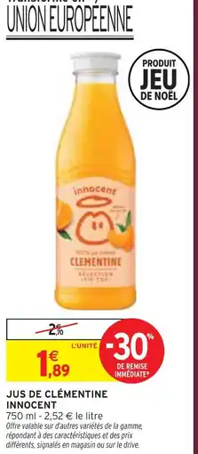 Intermarché Express Innocent jus de clémentine offre
