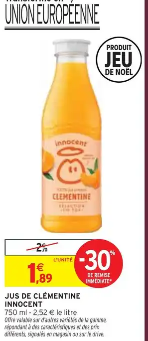 Intermarché Express Innocent jus de clémentine offre