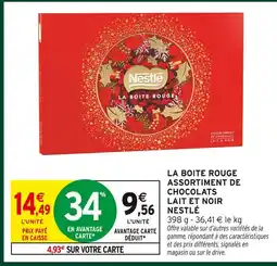 Intermarché Nestlé la boite rouge assortiment de chocolats lait et noir offre