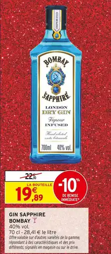 Intermarché Bombay gin sapphire offre