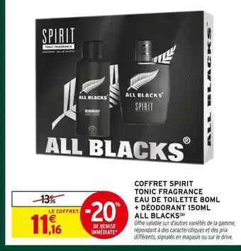 Intermarché All blacks coffret spirit tonic fragrance eau de toilette 80ml + déodorant 150ml offre
