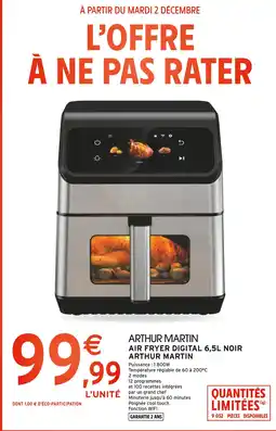 Intermarché Arthur martin air fryer digital 6,5l noir offre