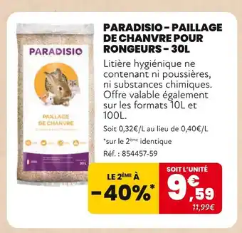 Animalis Paradisio paillage de chanvre pour rongeurs offre