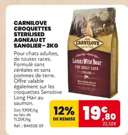Animalis Carnilove croquettes sterilised agneau et sanglier offre