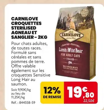 Animalis Carnilove croquettes sterilised agneau et sanglier offre