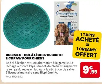 Animalis Bubimex bol à lécher bubichef lickpaw pour chiens offre