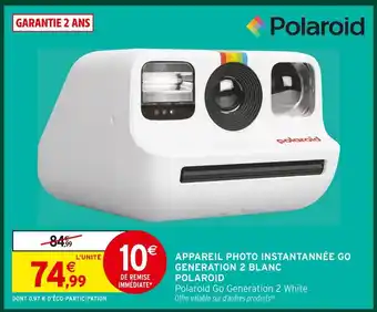 Intermarché Polaroid appareil photo instantanée go generation 2 blanc offre