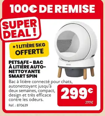 Animalis Petsafe bac à litière auto-nettoyante smart spin offre