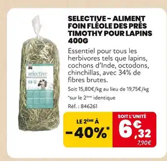 Animalis Selective aliment foin fléole des prés timothy pour lapins offre