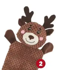 Animalis Jouet cerf 12 squeaker peluche plate offre