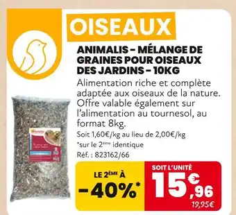 Animalis Animalis mélange de graines pour oiseaux des jardins offre