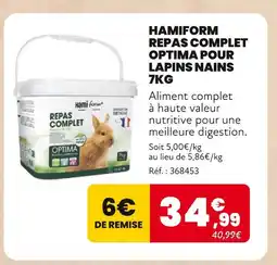 Animalis Hamiform repas complet optima pour lapins nains offre