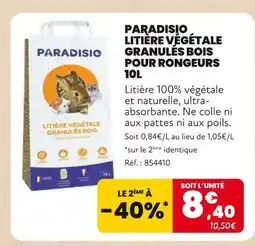 Animalis Paradisio litière végétale granulés bois pour rongeurs offre