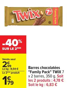 Carrefour Barres chocolatées family pack twix offre