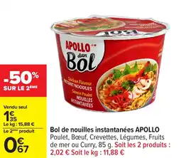 Carrefour Bol de nouilles instantanées apollo offre