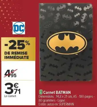 Carrefour Carnet batman offre