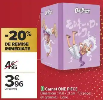 Carrefour Carnet one piece offre