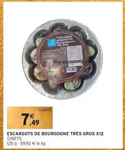 Intermarché ESCARGOTS DE BOURGOGNE TRÈS GROS X12 offre