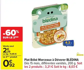 Carrefour Plat bébé morceaux à dévorer blédina offre