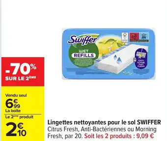 Carrefour Lingettes nettoyantes pour le sol swiffer offre