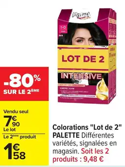 Carrefour Colorations lot de 2 palette offre