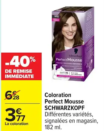 Carrefour Coloration perfect mousse schwarzkopf offre