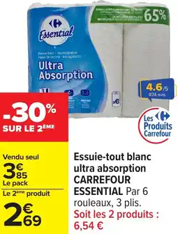Carrefour Essuie tout blanc ultra absorption carrefour essential offre