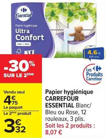 Carrefour Papier hygiénique carrefour essential offre