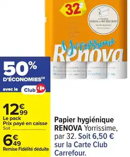 Carrefour Papier hygiénique renova offre