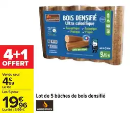 Carrefour Lot de 5 bûches de bois densifié offre