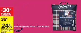 Carrefour Couette imprimée tartan colas normand offre