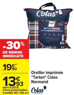 Carrefour Oreiller imprimée tartan colas normand offre