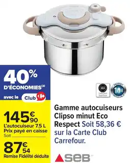Carrefour Gamme autocuiseurs clipso minut eco respect offre