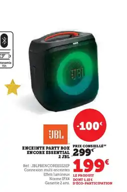 Hyper U JBL Enceinte party box encore essential 2 offre
